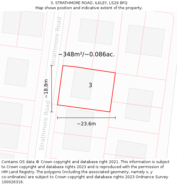 3, STRATHMORE ROAD, ILKLEY, LS29 8PQ: Plot and title map