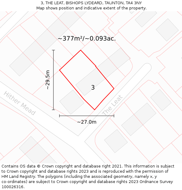 3, THE LEAT, BISHOPS LYDEARD, TAUNTON, TA4 3NY: Plot and title map