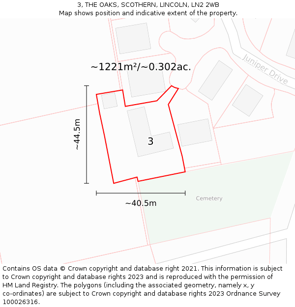 3, THE OAKS, SCOTHERN, LINCOLN, LN2 2WB: Plot and title map