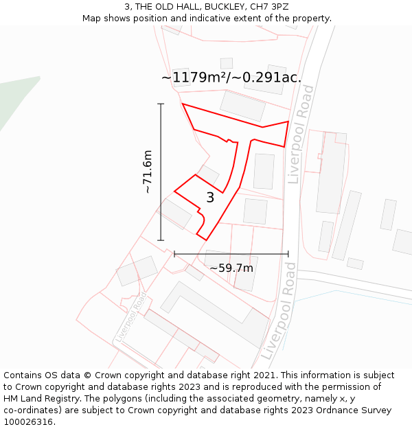 3, THE OLD HALL, BUCKLEY, CH7 3PZ: Plot and title map