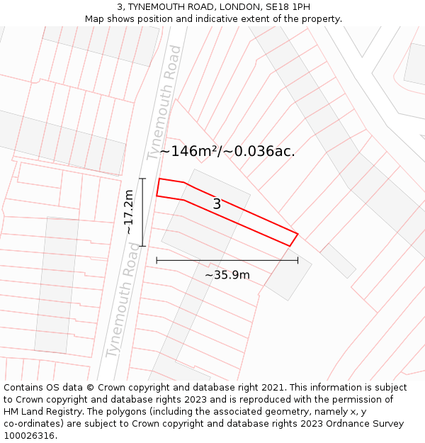 3, TYNEMOUTH ROAD, LONDON, SE18 1PH: Plot and title map