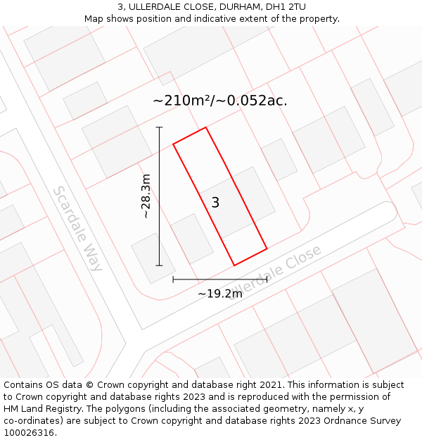 3, ULLERDALE CLOSE, DURHAM, DH1 2TU: Plot and title map