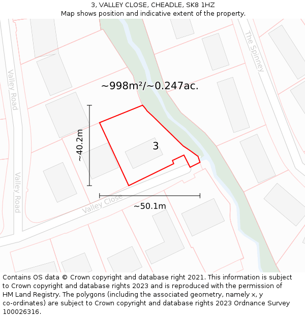 3, VALLEY CLOSE, CHEADLE, SK8 1HZ: Plot and title map