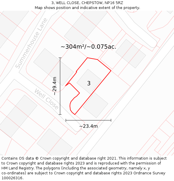 3, WELL CLOSE, CHEPSTOW, NP16 5RZ: Plot and title map