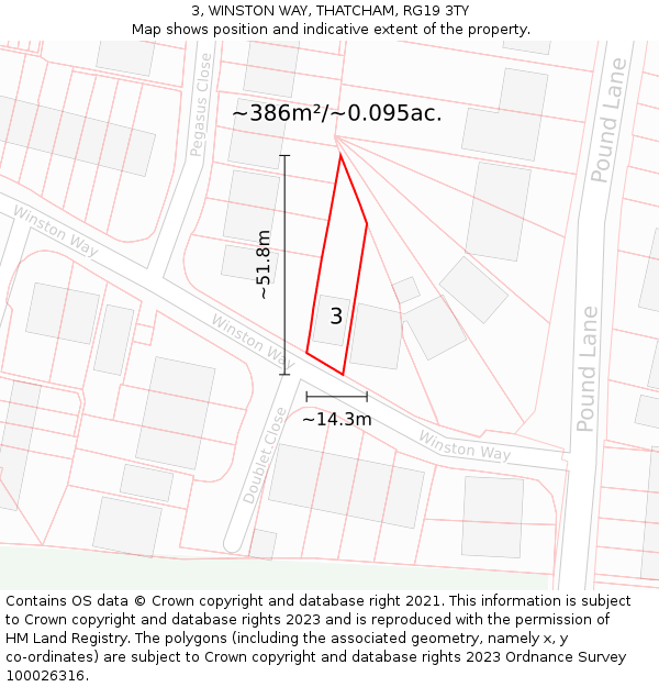 3, WINSTON WAY, THATCHAM, RG19 3TY: Plot and title map