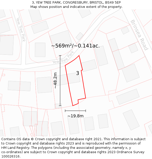 3, YEW TREE PARK, CONGRESBURY, BRISTOL, BS49 5EP: Plot and title map