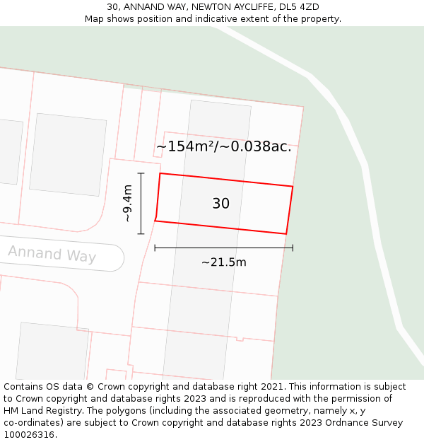 30, ANNAND WAY, NEWTON AYCLIFFE, DL5 4ZD: Plot and title map