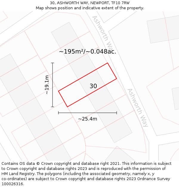 30, ASHWORTH WAY, NEWPORT, TF10 7RW: Plot and title map