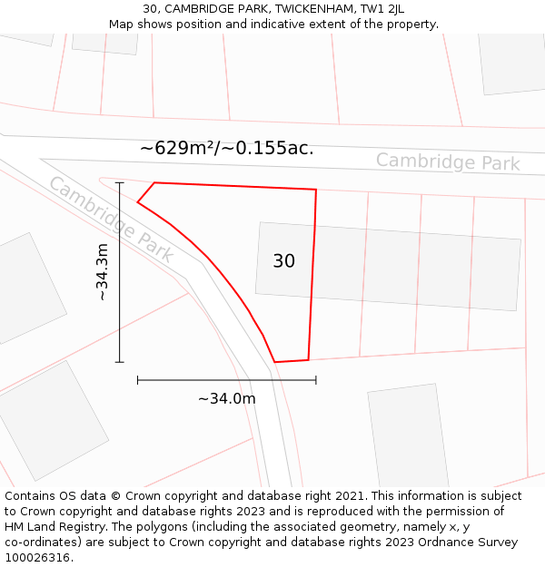 30, CAMBRIDGE PARK, TWICKENHAM, TW1 2JL: Plot and title map