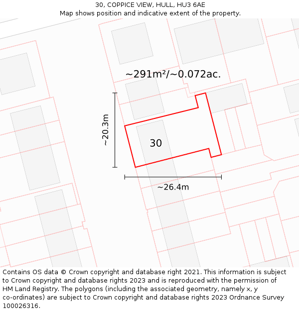 30, COPPICE VIEW, HULL, HU3 6AE: Plot and title map