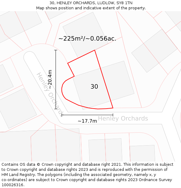 30, HENLEY ORCHARDS, LUDLOW, SY8 1TN: Plot and title map