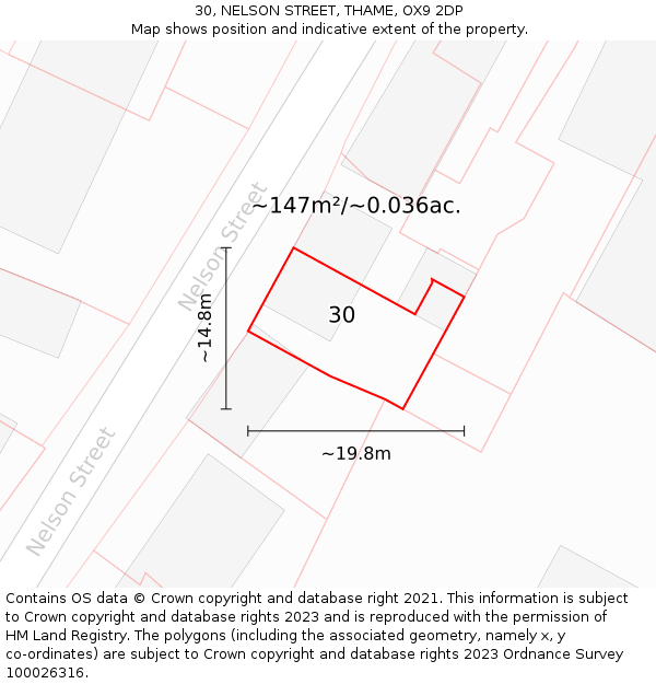 30, NELSON STREET, THAME, OX9 2DP: Plot and title map