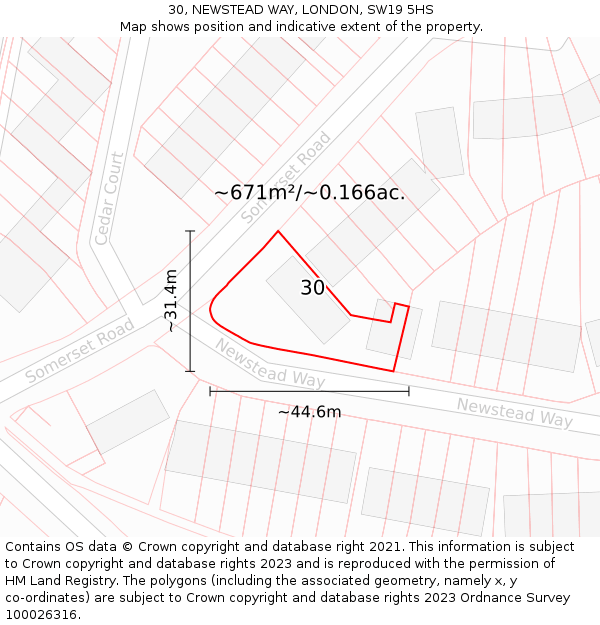 30, NEWSTEAD WAY, LONDON, SW19 5HS: Plot and title map