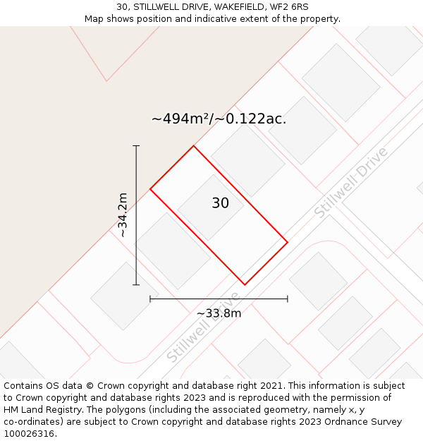 30, STILLWELL DRIVE, WAKEFIELD, WF2 6RS: Plot and title map