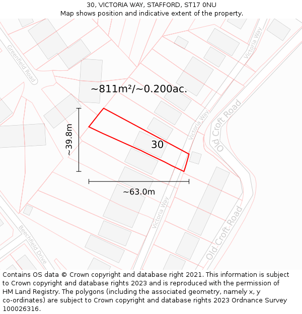 30, VICTORIA WAY, STAFFORD, ST17 0NU: Plot and title map