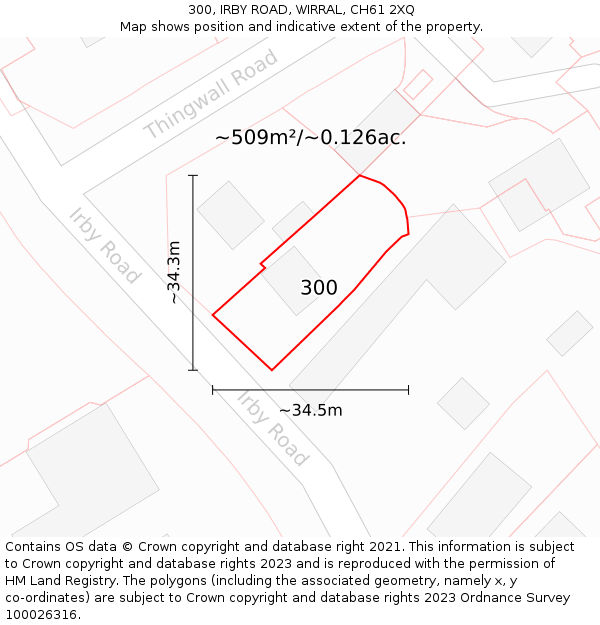 300, IRBY ROAD, WIRRAL, CH61 2XQ: Plot and title map