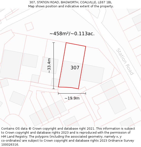 307, STATION ROAD, BAGWORTH, COALVILLE, LE67 1BL: Plot and title map