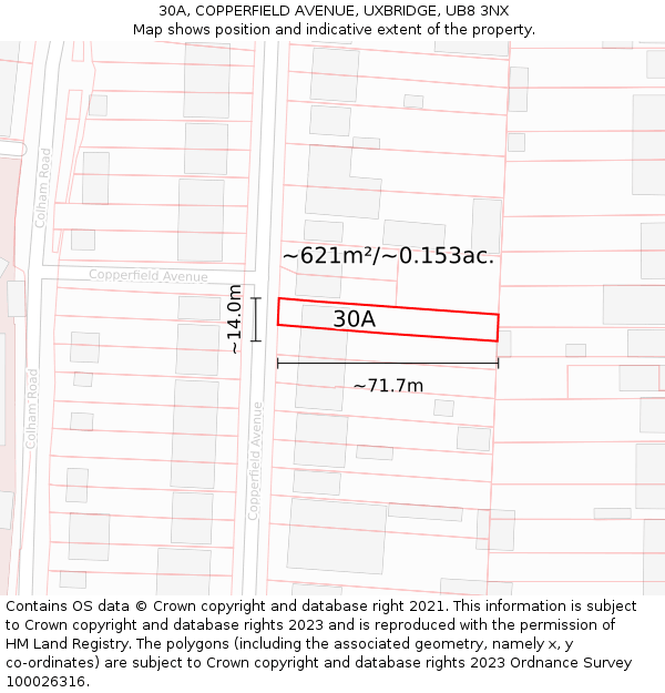 30A, COPPERFIELD AVENUE, UXBRIDGE, UB8 3NX: Plot and title map