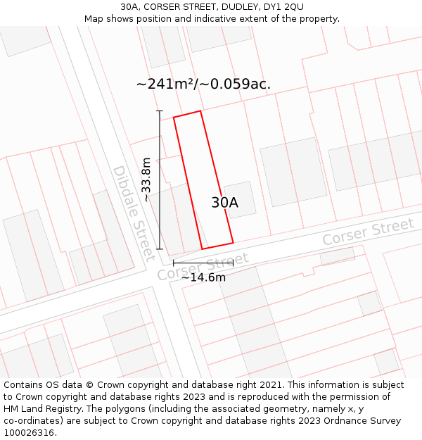 30A, CORSER STREET, DUDLEY, DY1 2QU: Plot and title map