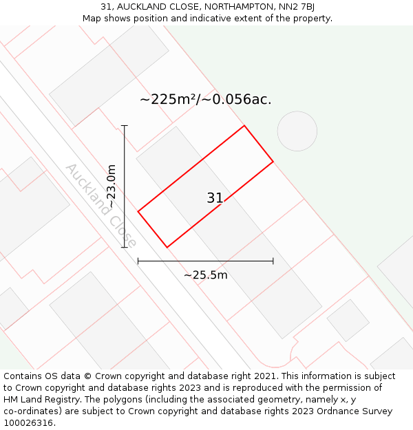 31, AUCKLAND CLOSE, NORTHAMPTON, NN2 7BJ: Plot and title map