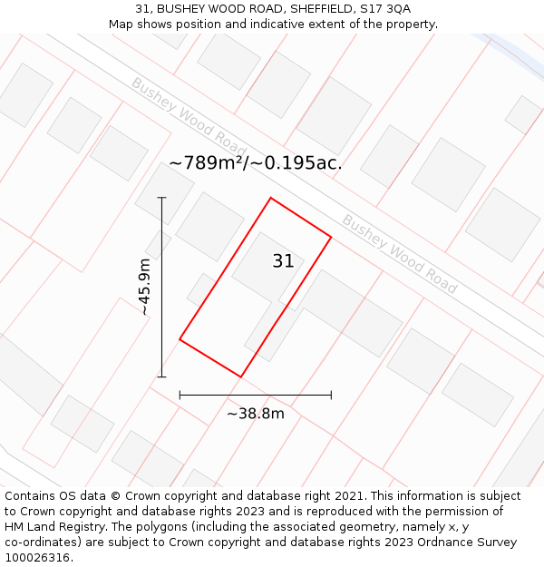 31, BUSHEY WOOD ROAD, SHEFFIELD, S17 3QA: Plot and title map