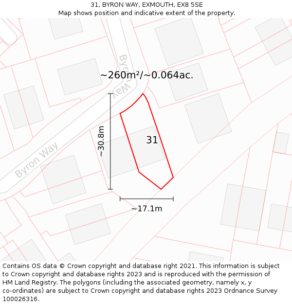 31, BYRON WAY, EXMOUTH, EX8 5SE: Plot and title map