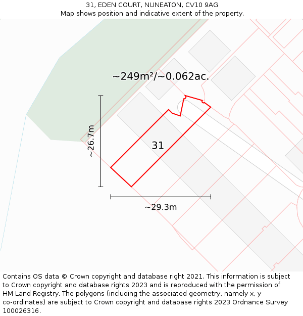 31, EDEN COURT, NUNEATON, CV10 9AG: Plot and title map