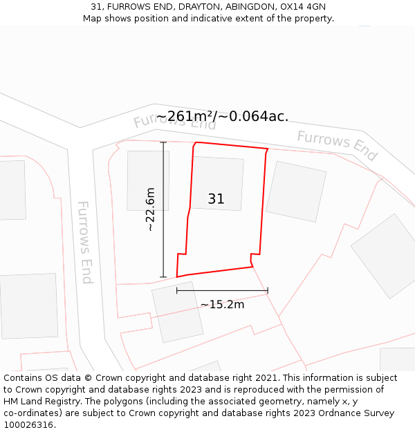 31, FURROWS END, DRAYTON, ABINGDON, OX14 4GN: Plot and title map