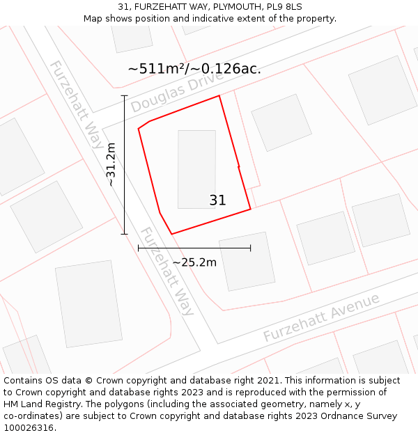 31, FURZEHATT WAY, PLYMOUTH, PL9 8LS: Plot and title map