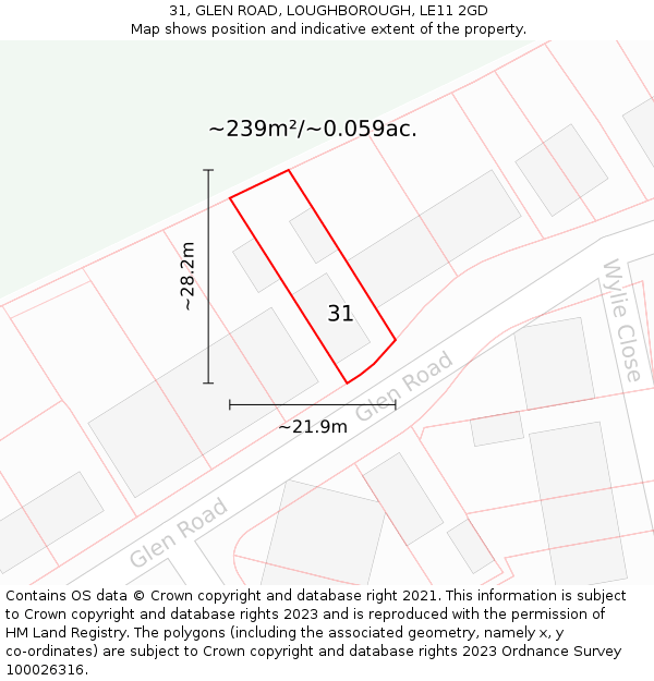 31, GLEN ROAD, LOUGHBOROUGH, LE11 2GD: Plot and title map