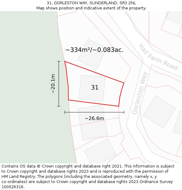 31, GORLESTON WAY, SUNDERLAND, SR3 2NL: Plot and title map