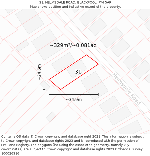 31, HELMSDALE ROAD, BLACKPOOL, FY4 5AR: Plot and title map