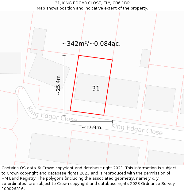 31, KING EDGAR CLOSE, ELY, CB6 1DP: Plot and title map