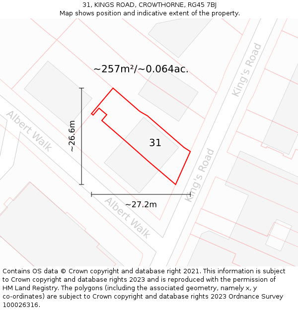 31, KINGS ROAD, CROWTHORNE, RG45 7BJ: Plot and title map