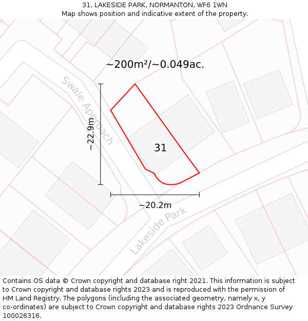 31, LAKESIDE PARK, NORMANTON, WF6 1WN: Plot and title map