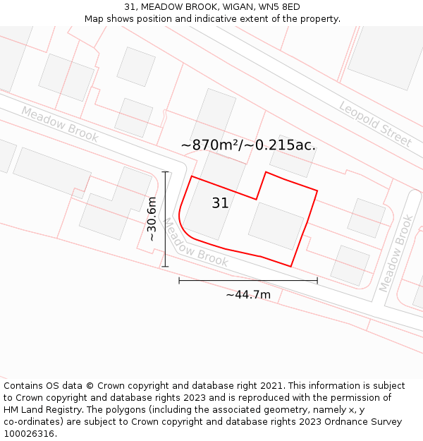 31, MEADOW BROOK, WIGAN, WN5 8ED: Plot and title map