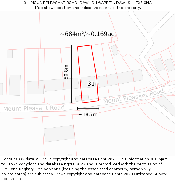 31, MOUNT PLEASANT ROAD, DAWLISH WARREN, DAWLISH, EX7 0NA: Plot and title map