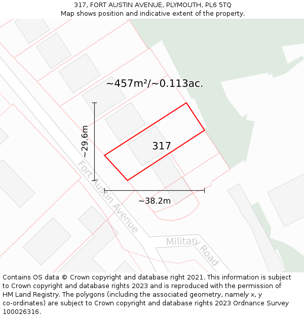 317, FORT AUSTIN AVENUE, PLYMOUTH, PL6 5TQ: Plot and title map