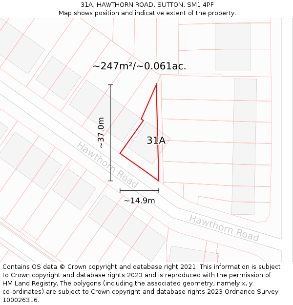 31A, HAWTHORN ROAD, SUTTON, SM1 4PF: Plot and title map