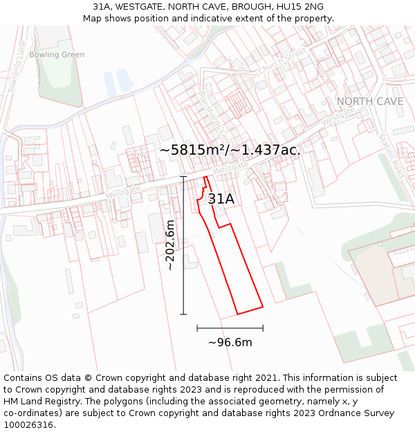 31A, WESTGATE, NORTH CAVE, BROUGH, HU15 2NG: Plot and title map