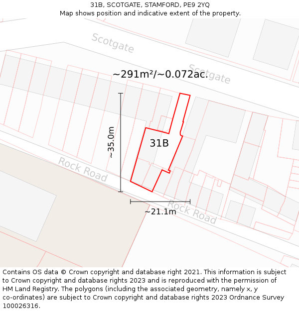 31B, SCOTGATE, STAMFORD, PE9 2YQ: Plot and title map