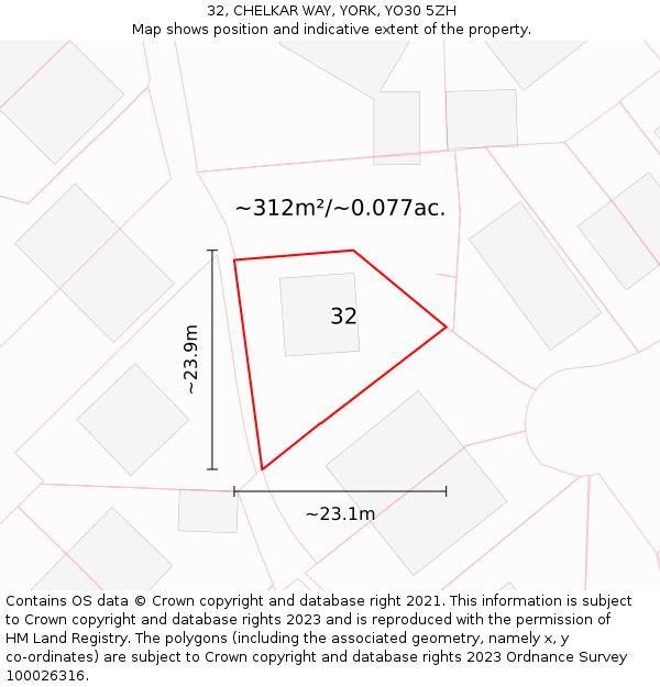 32, CHELKAR WAY, YORK, YO30 5ZH: Plot and title map