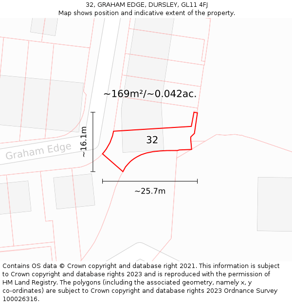 32, GRAHAM EDGE, DURSLEY, GL11 4FJ: Plot and title map