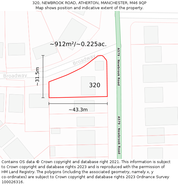 320, NEWBROOK ROAD, ATHERTON, MANCHESTER, M46 9QP: Plot and title map