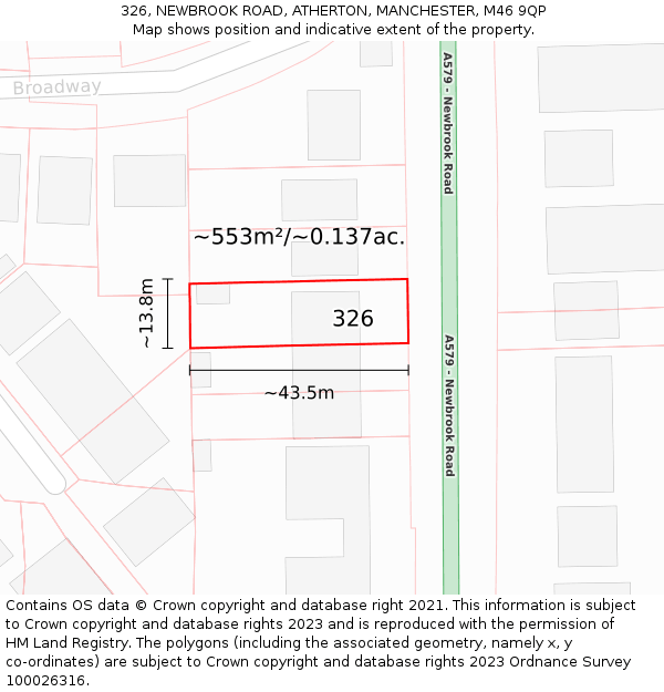 326, NEWBROOK ROAD, ATHERTON, MANCHESTER, M46 9QP: Plot and title map