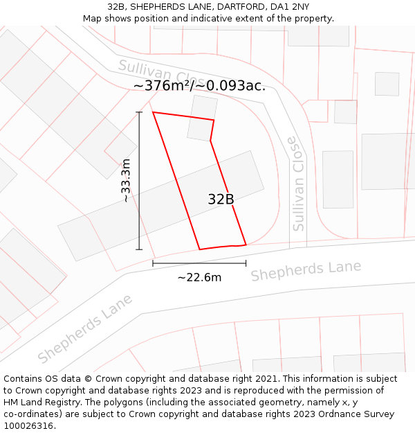 32B, SHEPHERDS LANE, DARTFORD, DA1 2NY: Plot and title map