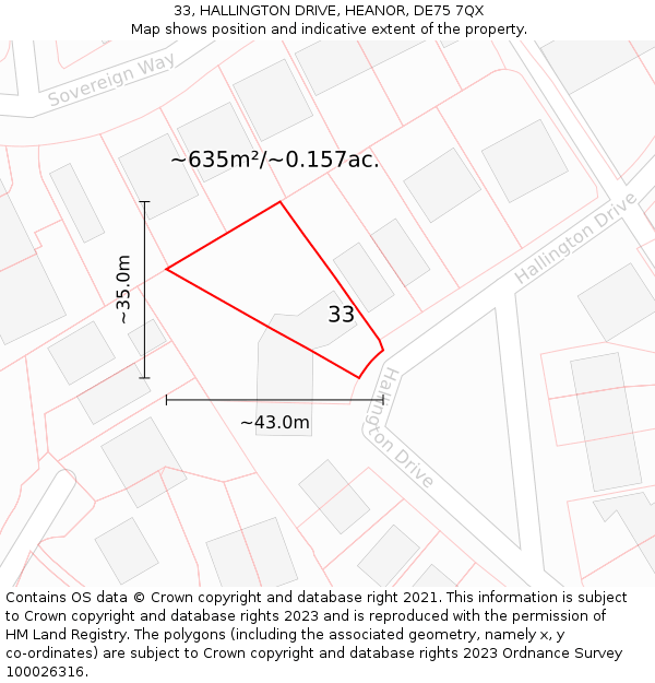 33, HALLINGTON DRIVE, HEANOR, DE75 7QX: Plot and title map