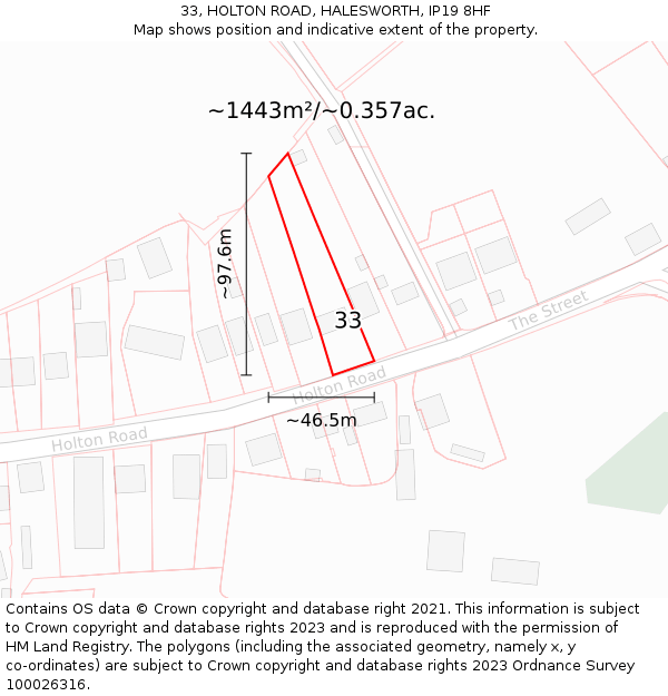 33, HOLTON ROAD, HALESWORTH, IP19 8HF: Plot and title map