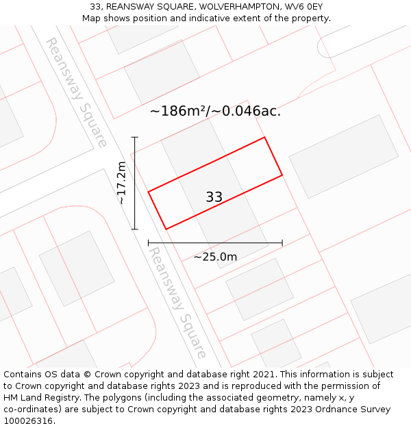 33, REANSWAY SQUARE, WOLVERHAMPTON, WV6 0EY: Plot and title map