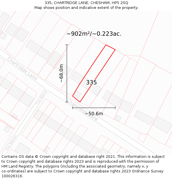 335, CHARTRIDGE LANE, CHESHAM, HP5 2SQ: Plot and title map